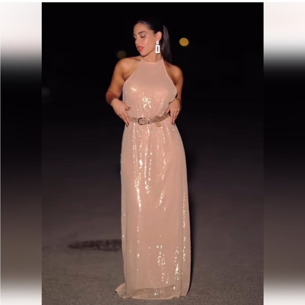 Zara sequin halter dress